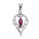 Natural Ruby Silver Pendant