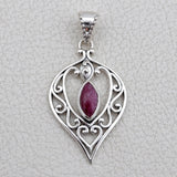 Natural Ruby Silver Pendant