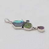 Abalone Shell With Multistone Silver Pendants