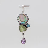 Abalone Shell With Multistone Silver Pendants