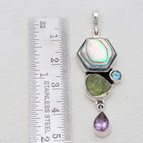 Abalone Shell With Multistone Silver Pendants
