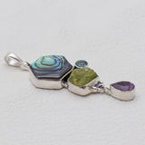 Abalone Shell With Multistone Silver Pendants
