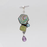 Abalone Shell With Multistone Silver Pendants