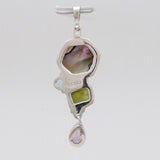 Abalone Shell With Multistone Silver Pendants