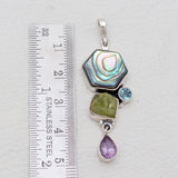 Abalone Shell With Multistone Silver Pendants