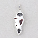 Fordite & Garnet Silver Pendant