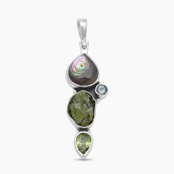Peridot & Abalone Shell Silver Pendants