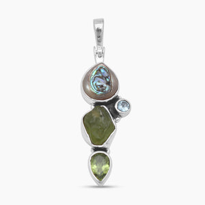Peridot & Abalone Shell Silver Pendants