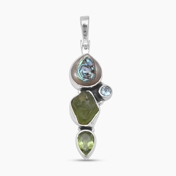 Peridot & Abalone Shell Silver Pendants
