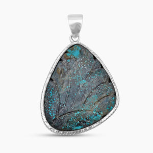 925 Sterling Silver Carving Turquoise Pendants