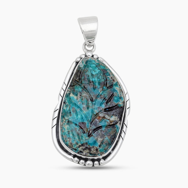 925 Sterling Silver Carving Turquoise Pendants