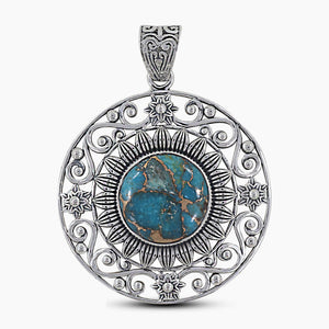 Blue Copper Turquoise Silver Pendants