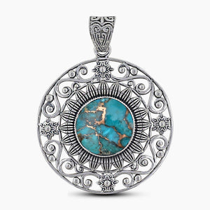 Blue Copper Turquoise Silver Pendants