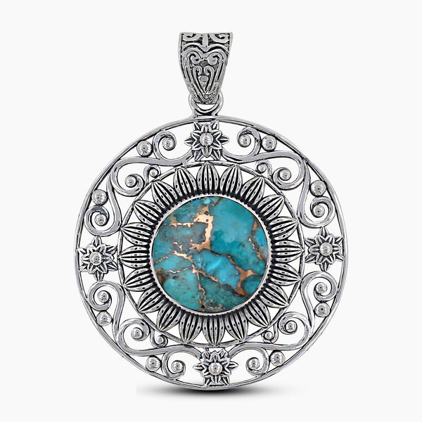 Blue Copper Turquoise Silver Pendants