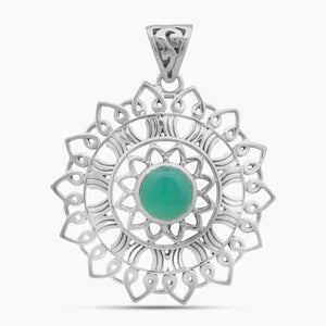 925 Silver Green Onyx Pendants