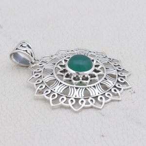925 Silver Green Onyx Pendants