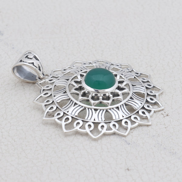 925 Silver Green Onyx Pendants