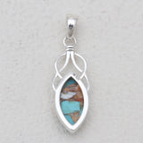 Boulder Copper Turquoise Silver Pendants