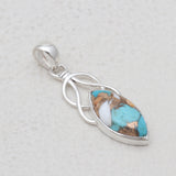 Boulder Copper Turquoise Silver Pendants