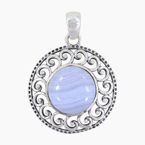 925 Silver Blue Lace Agate Pendant