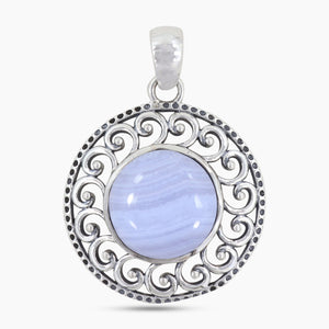 925 Silver Blue Lace Agate Pendant