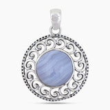 925 Sterling Silver Blue Lace Agate Pendants