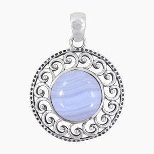 925 Sterling Silver Blue Lace Agate Pendants