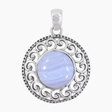 925 Sterling Silver Blue Lace Agate Pendants