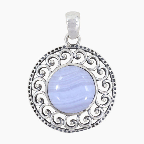 925 Sterling Silver Blue Lace Agate Pendants