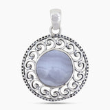 925 Sterling Silver Blue Lace Agate Pendants