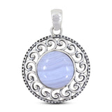 Blue Lace Agate 925 Sterling Silver Pendant