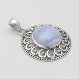 925 Sterling Silver Blue Lace Agate Pendants