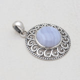 925 Sterling Silver Blue Lace Agate Pendants