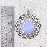 Blue Lace Agate 925 Sterling Silver Pendant