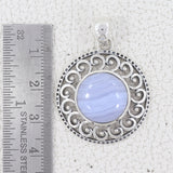 925 Sterling Silver Blue Lace Agate Pendants
