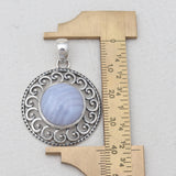925 Sterling Silver Blue Lace Agate Pendants