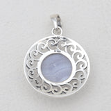 925 Sterling Silver Blue Lace Agate Pendants