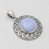 925 Sterling Silver Blue Lace Agate Pendants