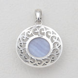 925 Sterling Silver Blue Lace Agate Pendants
