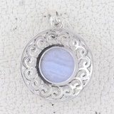 925 Silver Blue Lace Agate Pendant