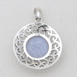925 Sterling Silver Blue Lace Agate Pendants