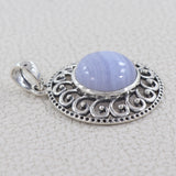 925 Sterling Silver Blue Lace Agate Pendants