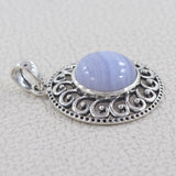 Blue Lace Agate 925 Sterling Silver Pendant