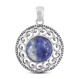 Blue Lace Agate 925 Sterling Silver Pendant