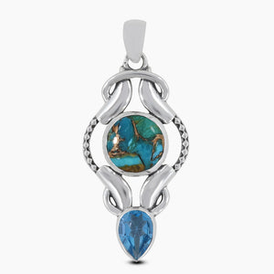 Blue Copper Turquoise Silver Pendants