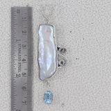 Fresh Water Pearl With Blue Topaz Pendant