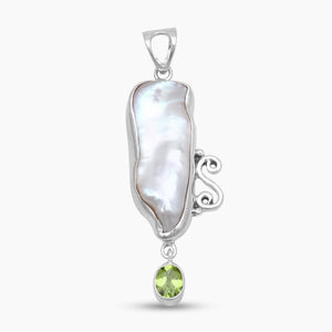Fresh Water Pearl & Peridot Silver Pendants