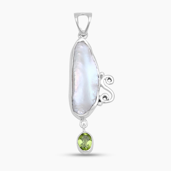 Fresh Water Pearl & Peridot Silver Pendants