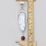 Fresh Water Pearl & Garnet Silver Pendants