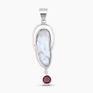 Fresh Water Pearl & Garnet Silver Pendants